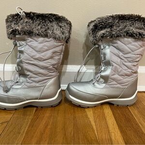 Lands' End Women's Gray Quilted Winter Boots